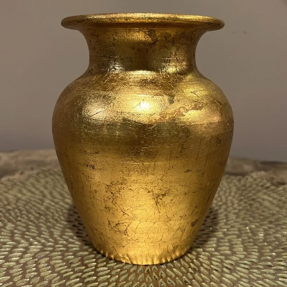 Gold Leaf Clay Vase
